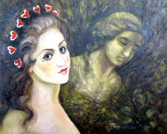 Maria Giulia Alemanno -Il fantasma della contessa di Castiglione torna una notte al castello di Racconigi olio su tela cm 50 x 60 - 2005- Altri lavori dell'artista nella sezione "Le opere" di questo sito