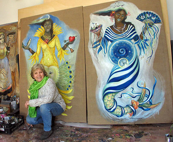 lellina-ochun-yemaya-in-studio-b Maria Giulia Alemanno in her atelier with Ochun N2 and Yemaya N2