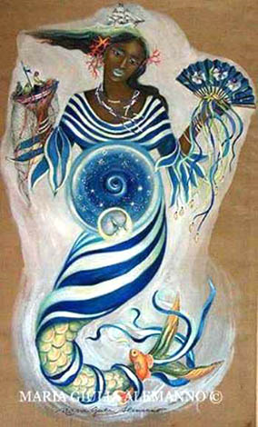 yemaya1a1 Maria Giulia Alemanno © YEMAYA n.2 - acrylic on jute 180 x 115 cm - 2009
