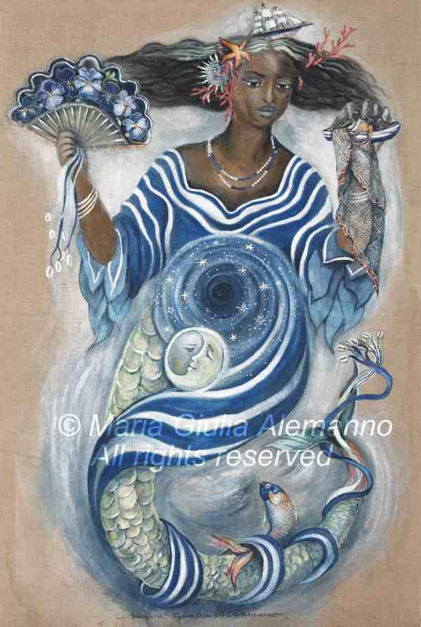 YEMAYA by Maria Giulia Alemanno© tempera and acrylic on jute, 2004