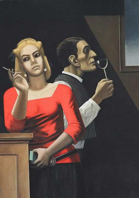 Sergio Albano NOVECENTO olio su tavola cm 200 x 71, particolare