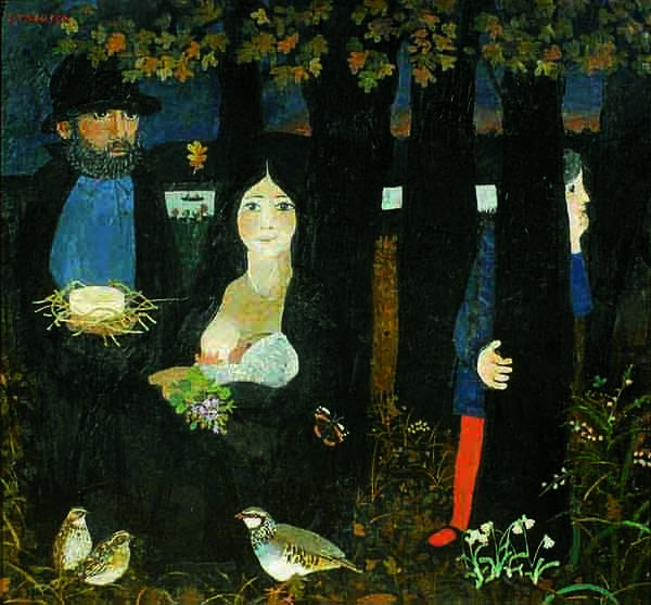 Francesco Tabusso: SANTA RITA DELLE CENTO QUERCE, olio su tavola cm 150 x 140 - 1975